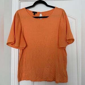 Talbots Vibrant Orange Blouse with Pleated Sleeves